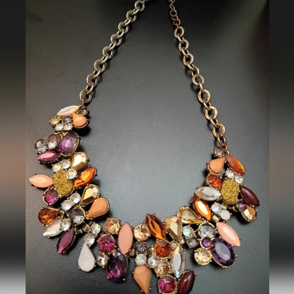 Vintage J CREW ASYMMETRICAL Stone DRUZY Statement Necklace
